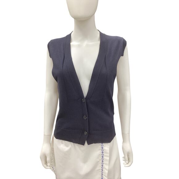 Stella McCarthy Vest Women’s Size S Cotton/Cashmere/Silk Made In Italy Navy Blue - Picture 1 of 5